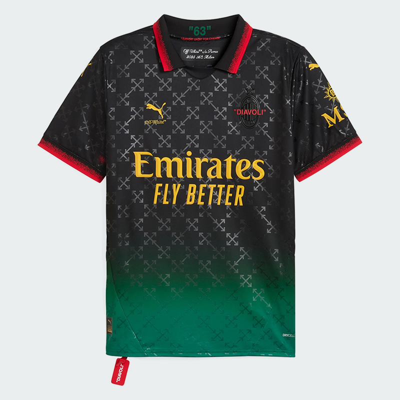 AC Milan X Off-White Edition Fourth Kit (Black) 2025 - Original Players Version