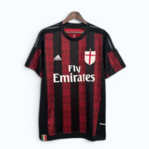 AC Milan 2015/16 Retro Home Jersey – Red & Black Stripes (Fly Emirates Edition)